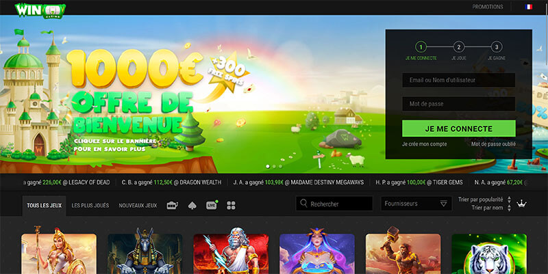 Capture d’écran de l’interface WinOui Casino